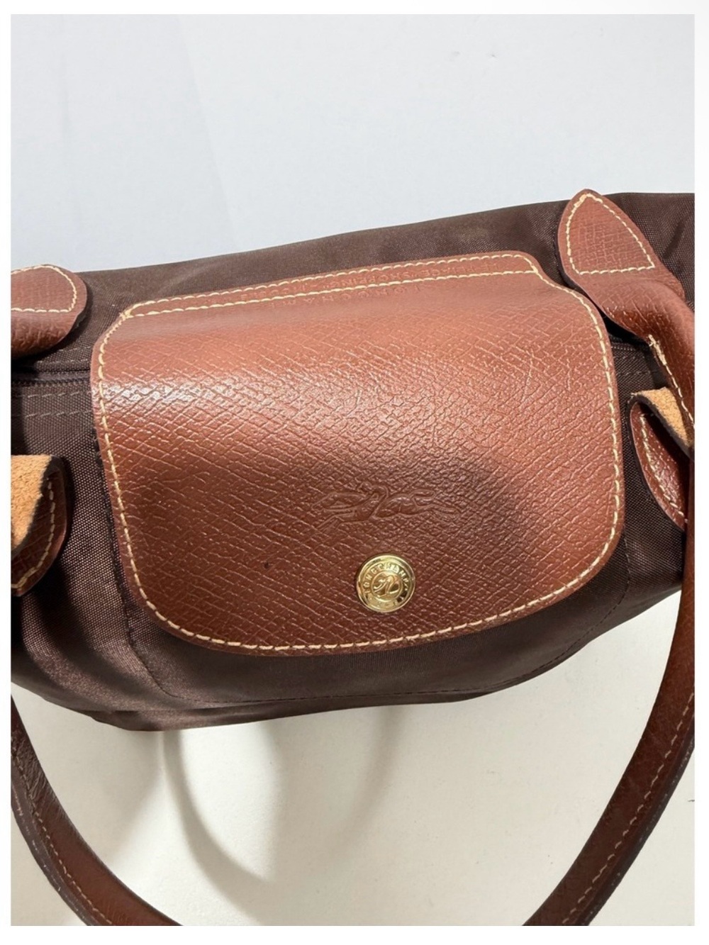 Longchamp Brown Tote with Tan Leather Trim - Picture 12 of 15